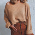 One-Word Collar Diagonal Shoulder Loose Long-Sleeved Knitted Sweater NSSX104234