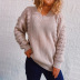 Twist V-Neck Long-Sleeved Solid Color Sweater NSSX104238