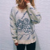 Angel Letter Print Loose Round Neck Long-Sleeved Knitted Sweater NSSX104240