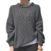 Loose Solid Color Round Neck Long-Sleeved Knitted Sweater NSSX104242