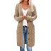 Single-Breasted Twist Knitted Long Sweater Cardigan NSSX104246
