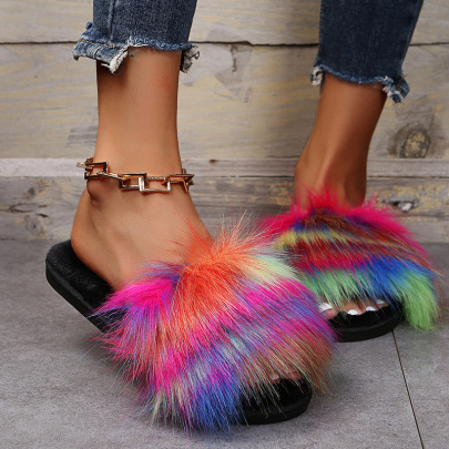 Color Furry Slippers NSKJX104269