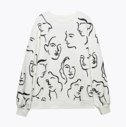 White Face Print Sweatshirt NSXFL104045