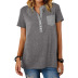 Solid Color V-Neck Stitching Pocket Short-Sleeved T-Shirt NSLZ104458