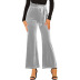 Pantalones elásticos con cordones de cintura alta en color liso NSLZ104459