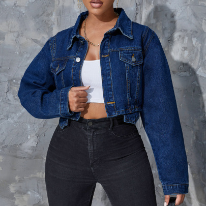 Solid Color Slim Cropped Denim Jacket Nihaostyles Clothing Wholesale NSWL104529