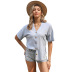 Short-Sleeved V-Neck Single-Breasted Cardigan T-Shirt NSDMB104539