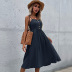 Solid Color Button Decorated Suspender Dress NSYYF104575