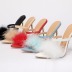 Pointed Toe Hairy Shallow Mouth Stiletto Slippers NSYBJ104656