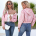 Pink Leopard Print Hooded Jacket NSJR104694