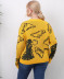Plus Size Dinosaur Jacquard Loose Pullover Sweater NSOY104698