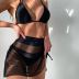 Solid Color Lace High Waist Bikini Skirt Three-Piece Swimwear NSFPP104715
