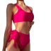 Solid Color U-Neck Knotted Waist High-Waist Swimwear NSFPP104733