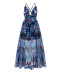 V-neck print mesh suspender dress nihaostyles wholesale clothes NSYLY104755