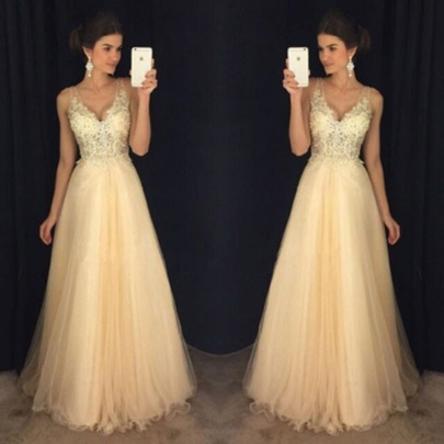 Chiffon Sequin Sling Prom Dress Nihaostyles Wholesale Clothes NSYLY104773