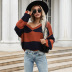 Color Matching Striped V-Neck Knitted Sweater NSYYF104791