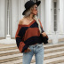 Color Matching Striped V-Neck Knitted Sweater NSYYF104791