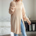 Apricot Turtleneck Slit Pullover Sweater NSYYF104799