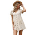 Solid Color V-Neck Short-Sleeved Single-Breasted Dress NSDMB104813