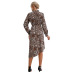 Round Neck Leopard Print Irregular Hem Dress NSJM104836