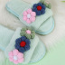 Flat-Bottomed Colorful Flowers Furry Slippers NSKJX104840