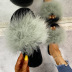 Ostrich Fur Flat-Bottomed One-Word Slippers NSKJX104842