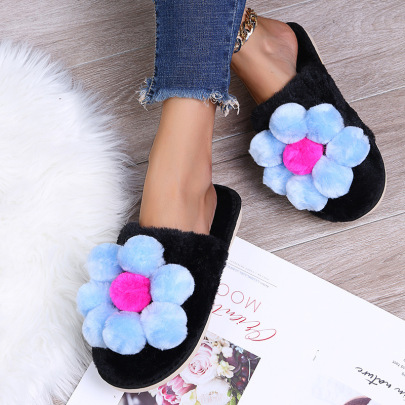 Cotton Thick-bottomed Flowers Plush Slipper Nihaostyles Wholesale Clothes NSKJX104843