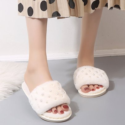 Pearl Plus Velvet Cotton Slippers Nihaostyles Wholesale Clothes NSKJX104845