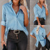 casual long-sleeved solid color denim shirt nihaostyles wholesale clothes NSHM104864