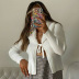 Solid Color Fur Collar Long-Sleeved Lace-Up Cardigan NSSWF104870
