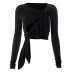 Solid Color Round Neck Pullover Long-Sleeved Tie-Belt Top NSSWF104872