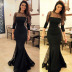 black lace stitching long-sleeved round neck prom dress nihaostyles wholesale clothing NSKXN104990