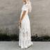 lace long-sleeved V-neck solid color chiffon dress nihaostyles wholesale clothes NSGRM105048