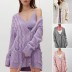 Solid Color Loose Mid-Length Knitted Cardigan NSJXW105070