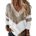 V-Neck Loose Color Matching Knitted Sweater NSPZN105083