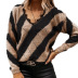 Color Matching Lace V-Neck Casual Sweater NSPZN105091