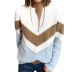 Stripes Round Neck Irregular Zipper Sweater NSPZN105094