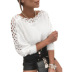 V-Neck Lace Stitching Solid Color Long-Sleeved Sweater NSPZN105095