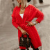 Solid Color Cable Knit V-Neck Lace-Up Sweater Cardigan NSPZN105096
