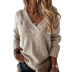 Solid Color V-Neck Long-Sleeved Pullover Sweater NSPZN105097