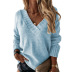 Solid Color V-Neck Long-Sleeved Pullover Sweater NSPZN105097
