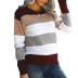 Striped Splicing Long-Sleeved Pullover Sweater NSPZN105101