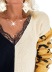 Loose V-Neck Lace Stitching Leopard Pullover Sweater NSPZN105102