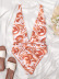 Printing V-Neck Bandage One-Piece High Waist Swimsuit NSFPP105107