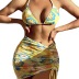 Floral Print Strappy Bikini Three-Piece Swimwear NSFPP105108
