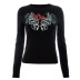 Diablo Style Solid Color Round Neck Long Sleeve Printed T-Shirt NSSWF105131