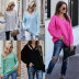 Solid Color Loose Hanging Neck V-Neck Pullover Sweater NSPZN105149
