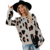 Round Neck Leopard Print Slim Sweater NSPZN105153