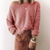 Solid Color Loose Diagonal Collar Long-Sleeved Pullover Sweater NSPZN105162