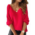 Solid Color Long-Sleeved V-Neck Sweater NSPZN105165